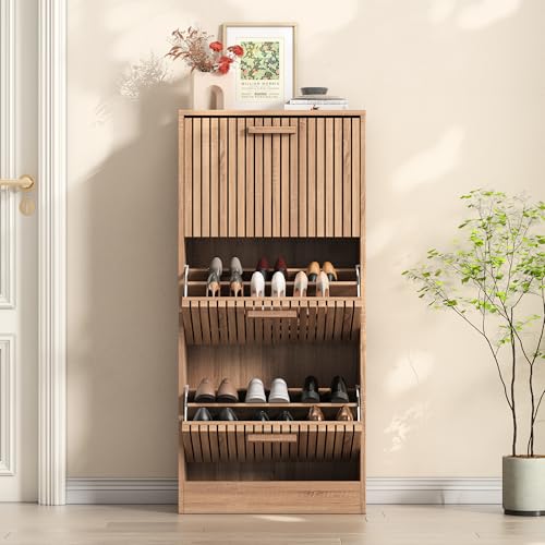Las 8 mejores Cómoda Zapatero ¡Comparativa con guía de compra! 29 MASAJIA - Mueble para zapatos con 3 puertas, armario, zapato, cómoda...