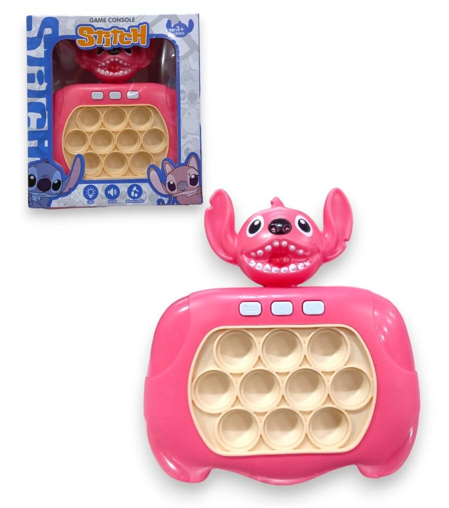 Pop It Electrónico Juguetes Antiestrés Quick Push Pop It Electrónico 4 Modo con Sonido y luz Juguetes sensoriales y mágicos (Stitch Rosa)