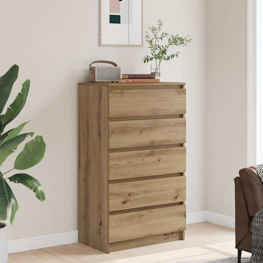 vidaXL Cajonera de Madera de ingeniería Roble Artisan 60x36x103 cm, cómoda, Armario, Armario de almacenaje, sifonier, Armario archivador