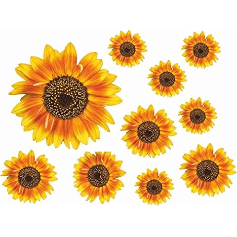 "Painted" Sunflower Flower Decals Car Stickers Graphics Nursery Wall Window Decorations Art 10 Pack (10) Cover