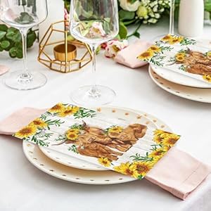 Anydesign100pcshighlandcowguestnapkinscutecowsunflowerdisposablepapernapkinsrusticdinnerhandnapkinforpartysuppliestabledecorations Urban Country Home Decor Anydesign 100pcs highland cow guest napkins cute cow sunflower disposable paper napkins rustic dinner hand napkin for party supplies table decorations urban country home decor