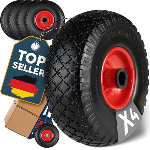 FROSAL Ersatzrad 260×75 mm 2 Stück pannensicheres PU-Rad mit Stahlfelge zentrische Nabe Ø25×75 mm für Bollerwagen Sackkarre & Transportkarre wartungsfrei & langlebig