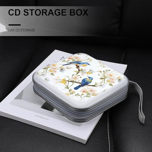 Étui à CD rigide imperméable fleurs et oiseaux pour ranger 40 DVD
