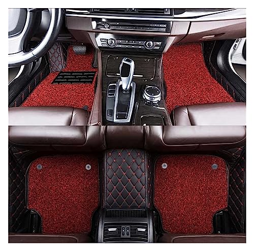 Tapis de sol de voiture pour Q5 8R en cuir et caoutchouc double couche rouge
