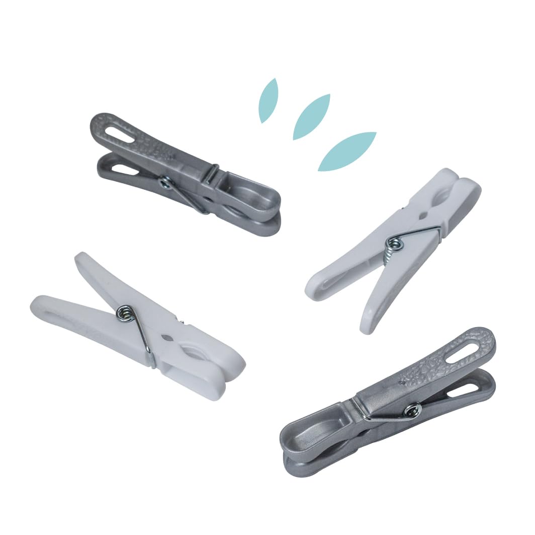 80 Pinzas para Ropa de Plástico – Fabricadas en Francia, 100% Recicladas y Reciclables, Resistentes a los Rayos UV, Protección sin Marcas para la Ropa – Negro, Blanco y Gris