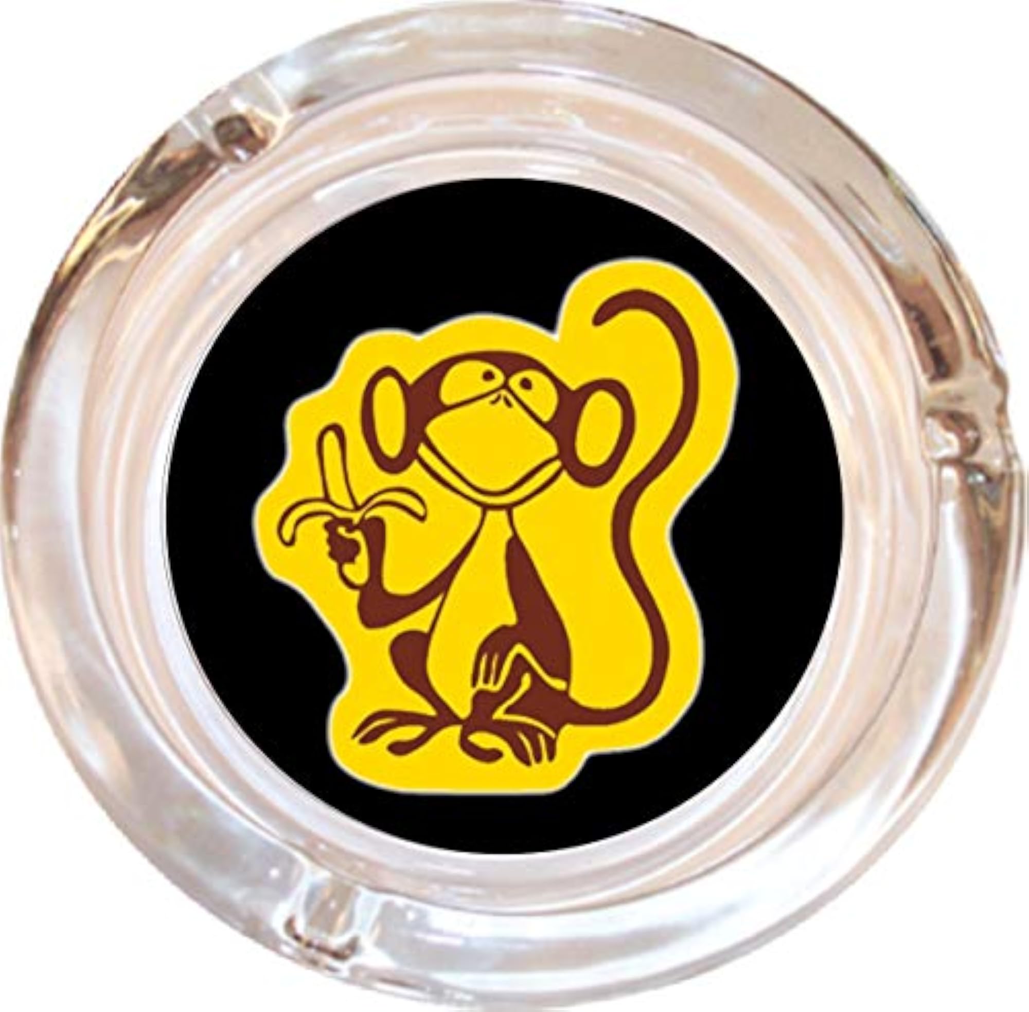 Monkey Glass Ashtray - Decorative Round Design