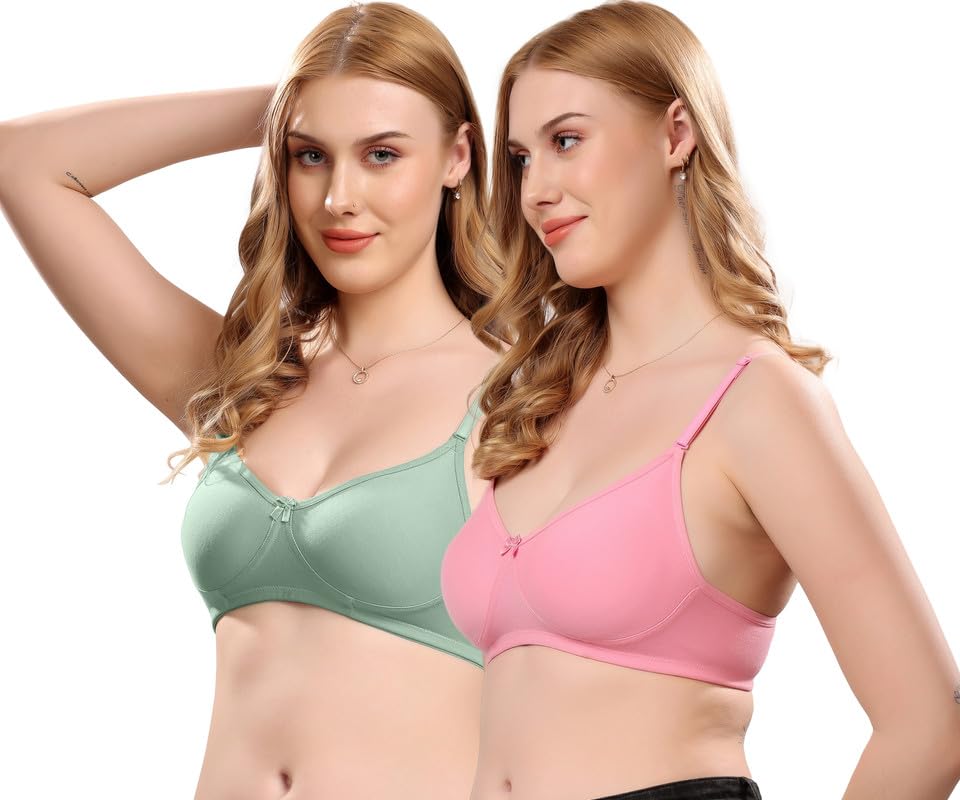 Image of London Hills Regular Bra for Women Everyday Non Padded Wire Free Mid Coverage Cotton Blend