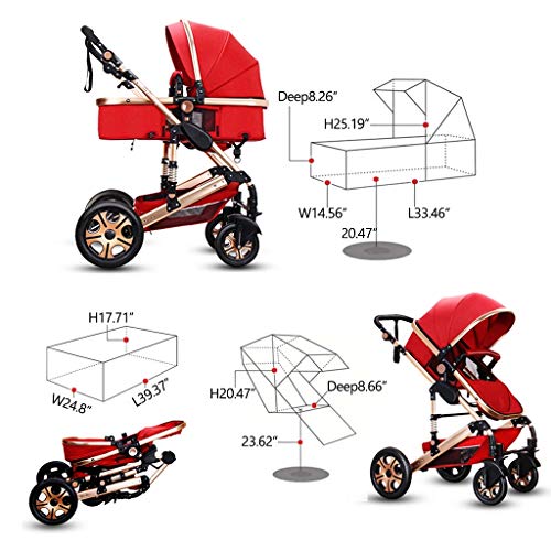 Reissysteem Kinderwagen Draagbare Baby Kinderwagen 3 In 1 Kinderwagen Kinderwagen, 5-punts harnas en hoge opbergmand - Afbeelding 8