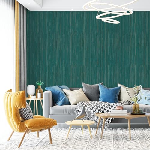 Biyoee Teal Grasscloth Peel and Stick Wallpaper A Set of 23.6" X 480" Self-Adhesive Texture Contact Paper Faux Grasscloth Removable Wallpaper for Cabinets Counter Top Shelf Liners by Biyoee - Used condition - Image 6