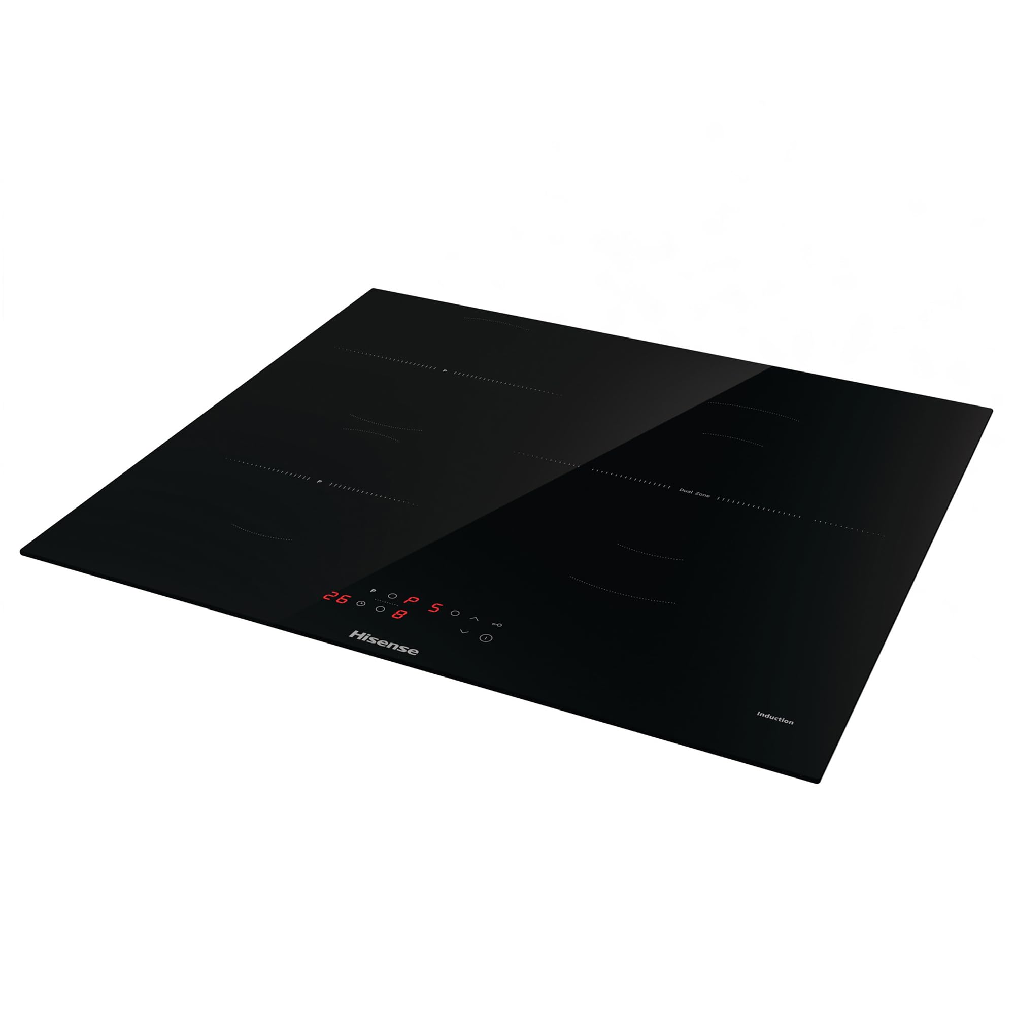 Hisense HI6321BSOLCE - Placa Inducción 3 zonas, 1 con foco gigante 32 cm, 2 conectadas entre si área Bridge, encimera de 60 cm, bloqueo infantil y terminación biselada