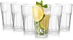 Plastic Drinking Glasses Set of 6, Unbreakable Water Tumbler, Acrylic Plastic Cups, Reusable Kids Drinking Cups for Children Cocktail Picnic Party Juice Milk Whiskey Wine (6pc-clear-260ml/9oz)
