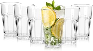 6 Pcs Plastic Tumblers, Unbreakable Water Cups, Reusable Drinking Cup for Kids and Adults, Stackable Acrylic Glasses for Camping Picnic Party Juice Cocktail Whiskey Wine (6pc-clear-300ml/10oz)