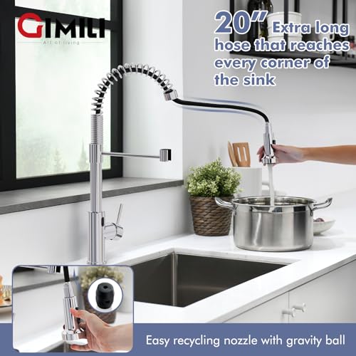 Image of GIMILI Chrome Touchless Kitchen Faucet with Pull Down Sprayer, Motion Sensor Smart Hands-Free Activated Single Hole Spring Faucet for Kitchen Sink