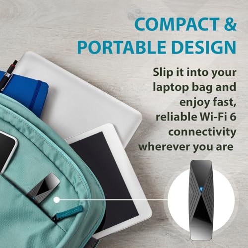 Image of D-Link USB WiFi 6 Adapter AX1800 USB 3.0 Dual Band Long Range MU-MIMO Wireless Internet Network for Desktop PC Laptop Windows (DWA-X1850-B1-CA)