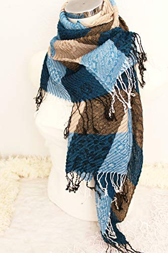 Blue Cotton men shawl, gray blue beige scarf, checkered cotton scarf, turkish fabric scarf, handmade men's scarf, Christmas gifts for men