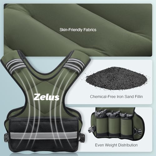 Image of ZELUS Weighted Vest for Men and Women | 4-10lb /11-20lb /20-32lb Vest with 6 Ironsand Weights for Home Workouts | Adjustable Body Weight Vest Exercise Set for Cardio and Strength Training