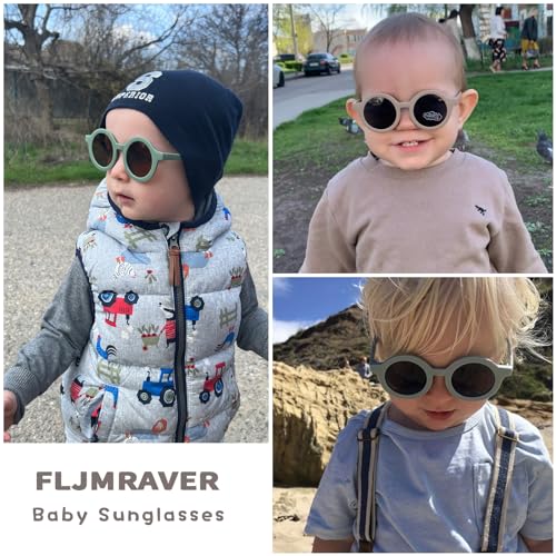 Baby Polarized Round Sunglasses Flexible Rubber with Strap for Toddler Newborn Infant Ages 0-24 Months3
