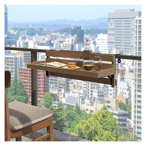 Bureau d'Extérieur Pliable Haut de Gamme : Table Suspendue Réglable Marron de 150 cm