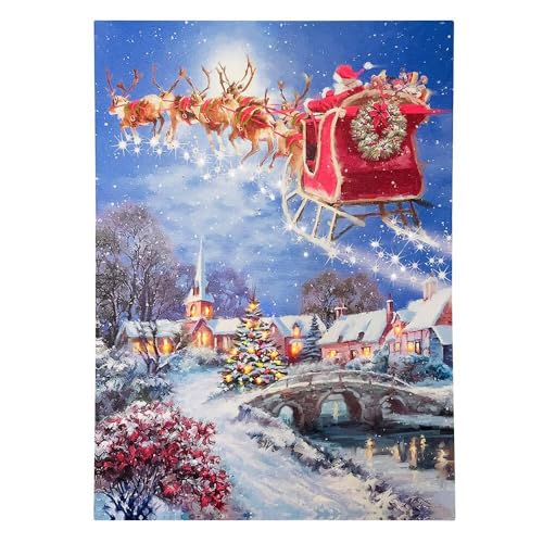 zeitzone LED Bild Winterlandschaft Weihnachtsmann Rentier Schlitten...