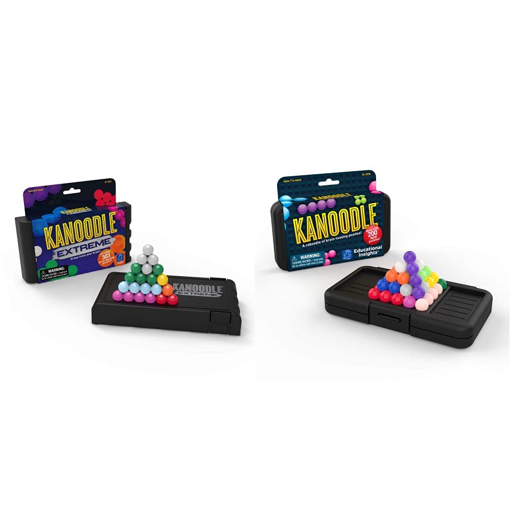 Educational Insights Kanoodle | Brain Twisting 3-D Puzzle Game & Kanoodle Extreme | Brain Twisting 2