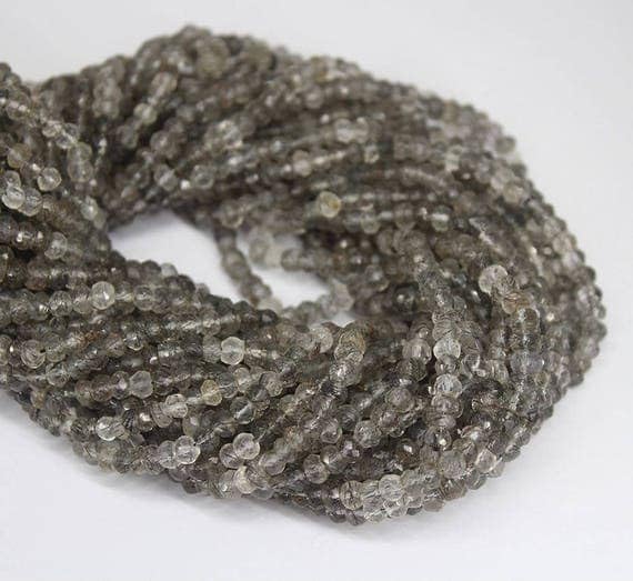 Quartz rutilé noir perles facettées de prestige pour bijoux 4mm