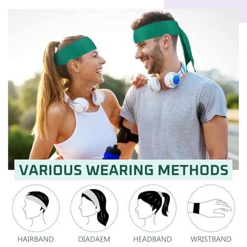 Image of Hiboom 30 Pack Tie Headband Bulk Sports Tennis Head Tie Ninja Karate Tie Back Athletic Sweatbands Adjustable Hair Bands for Women Men Basketball, Football, Soccer, Running, Yoga Workout