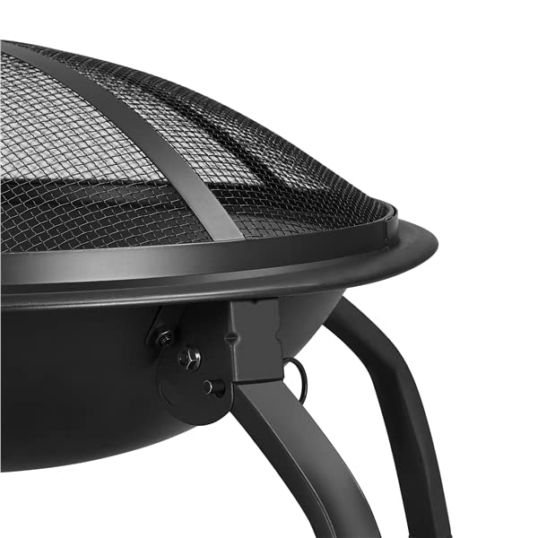 Abician Brasero extérieur terrasse Brasero de Jardin Exterieur Terrasse Brasero avec Poker, Grille, Couvercle, Sac 54 x 54 x 38,5 cm Noir