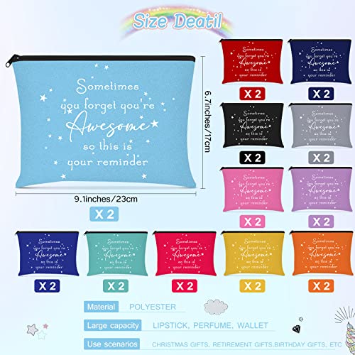 Sieral 24 Pcs Inspirational Makeup Bag Appreciation Christmas Teacher Gift for Women You're Awesome Cosmetic Bags Employee Motivational Gifts for Coworkers Team(Bright Color)2