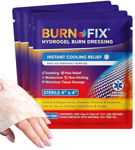 BurnFix® - 4 Pack-Burn Gel Dressing 4 x 4' Burn Care Cream...