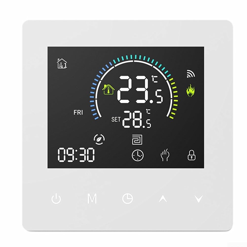 Homefurnishmall Programmierbarer Thermostat für Fußbodenheizung LCD Touchscreen(WiFi White 25A)