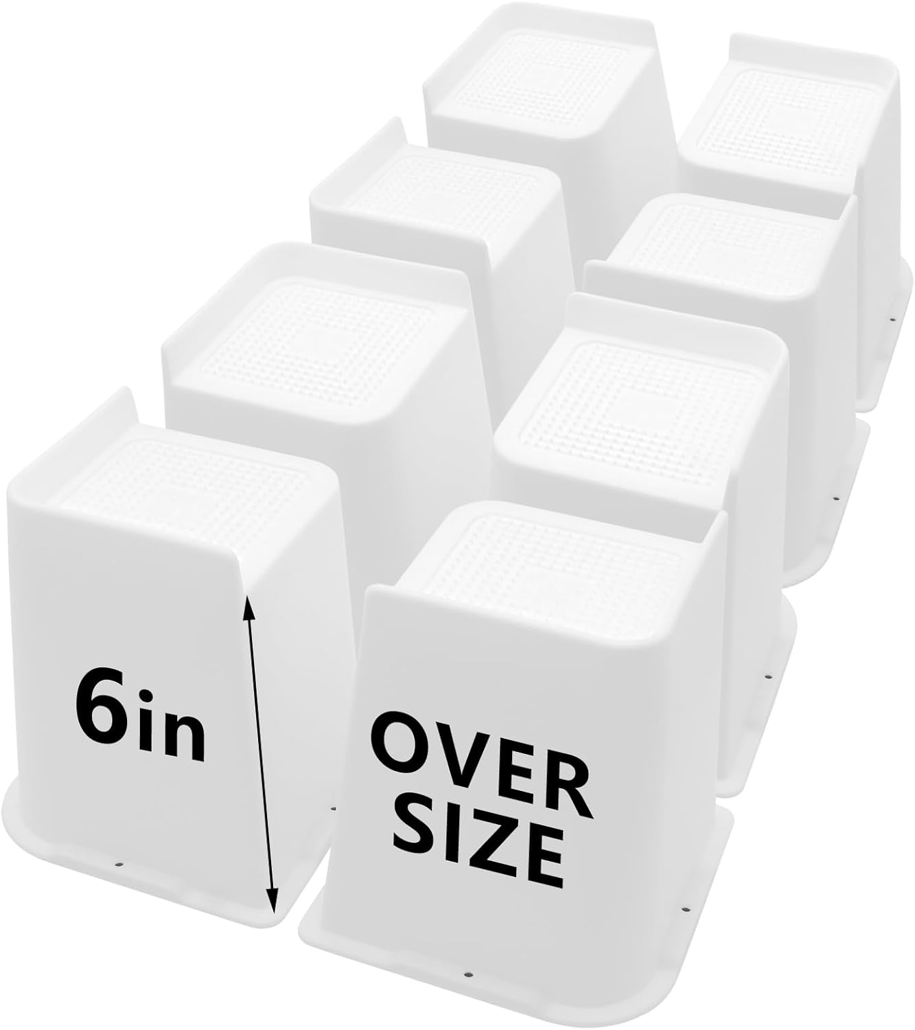 8 Pack Bed Risers 6 inch Heavy Duty White, Oversized Furniture Risers, Bed Lifts Risers for Table, Sofa, Chair, Couch, Desk, Bed Frame Risers Supports Up to 6,500 Lbs 6 inch White-8 Pack