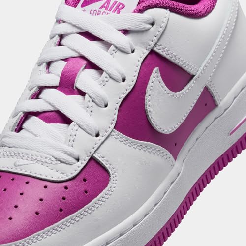 Nike Air Force 1 Low Grade School Basketball Shoes (White/Hot Fuchsia) (HV0938-100, Pink/White)2