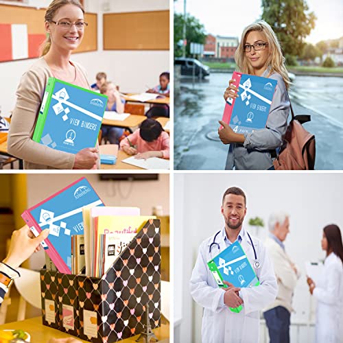 2 Inch 3 Ring Binders,Multicolor Customizable Round Ring Binder For School,Office,Home,Purple/Pink/Blue/Green,4 Pack #TOP5