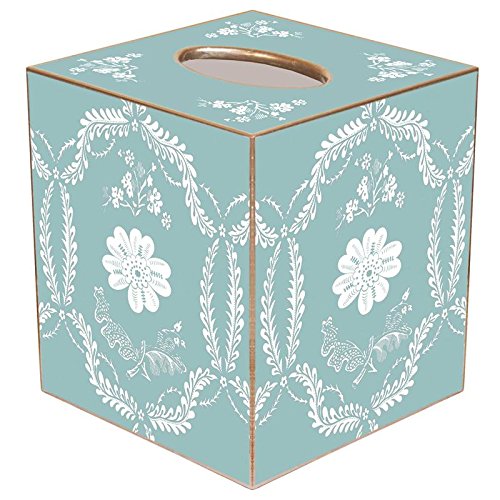 Aqua Provincial Paper Mache Tissue Box Cover