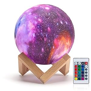 Moon Lamp Galaxy Lamp 16 Colors 3D LED Night Light, Remote & Touch Control, USB Charging – Gift for Women, Kids, and Girls Birthday, Bedroom Home Decor(4.7inches)