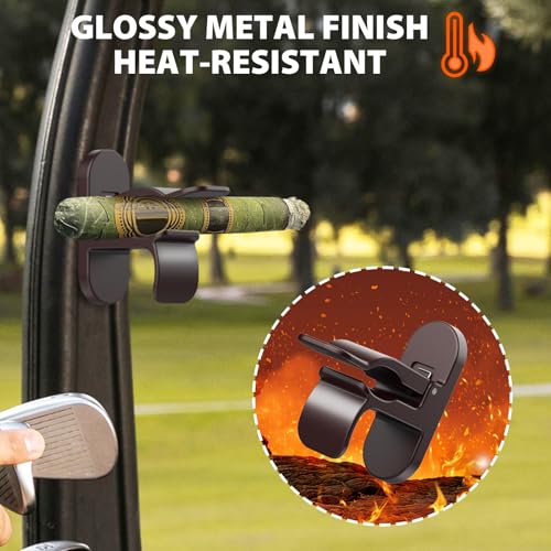 Magnetic Cigar Holder One-Handed Usage, Universal Cigar Clip Mount with Stick-On Metal Pads Fit 70 Rings, Glossy Zinc Alloy Cigar Accessory or Golf Carts, Boat, Fishing Rods, Golf Clubs - Image 6