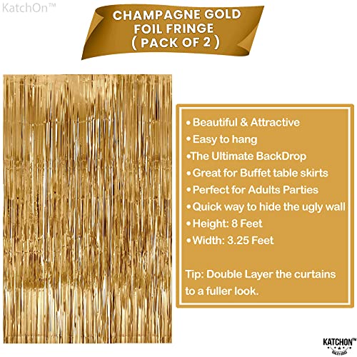 Image of KatchOn, XtraLarge, Champagne Gold Backdrop - 3.2x8 Feet, Pack of 2 | Gold Shimmer Wall Backdrop for Graduation Decorations 2026 | Golden Bachelorette Party Decorations