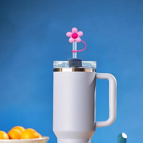 Miniatura 3 de Stanley - Cubrepopote de silicona de 30 y 40 onzas, tapa de paja en forma de flor, a prueba de salpicaduras, cubierta de popote reutilizable, fundas