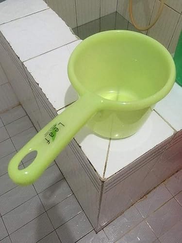 Miniatura 5 de JapanBargain Juego de 2 cucharones de agua japoneses de plástico para baño, cuchara filipina tabo de fondo plano, hecho en Japón, color verde, 3040