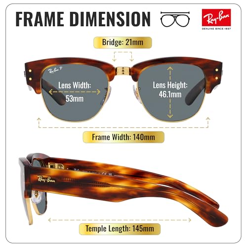 Image of Ray-Ban RB0316S MEGA CLUBMASTER Square Shaped Sunglasses for Men & Women with Official RAYBAN Eyewear Kit