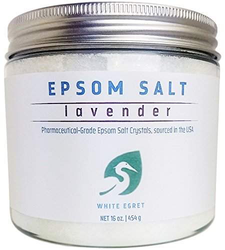White Egret Pharmaceutical Grade Bath Epsom Salt, Lavender, 16 Ounce