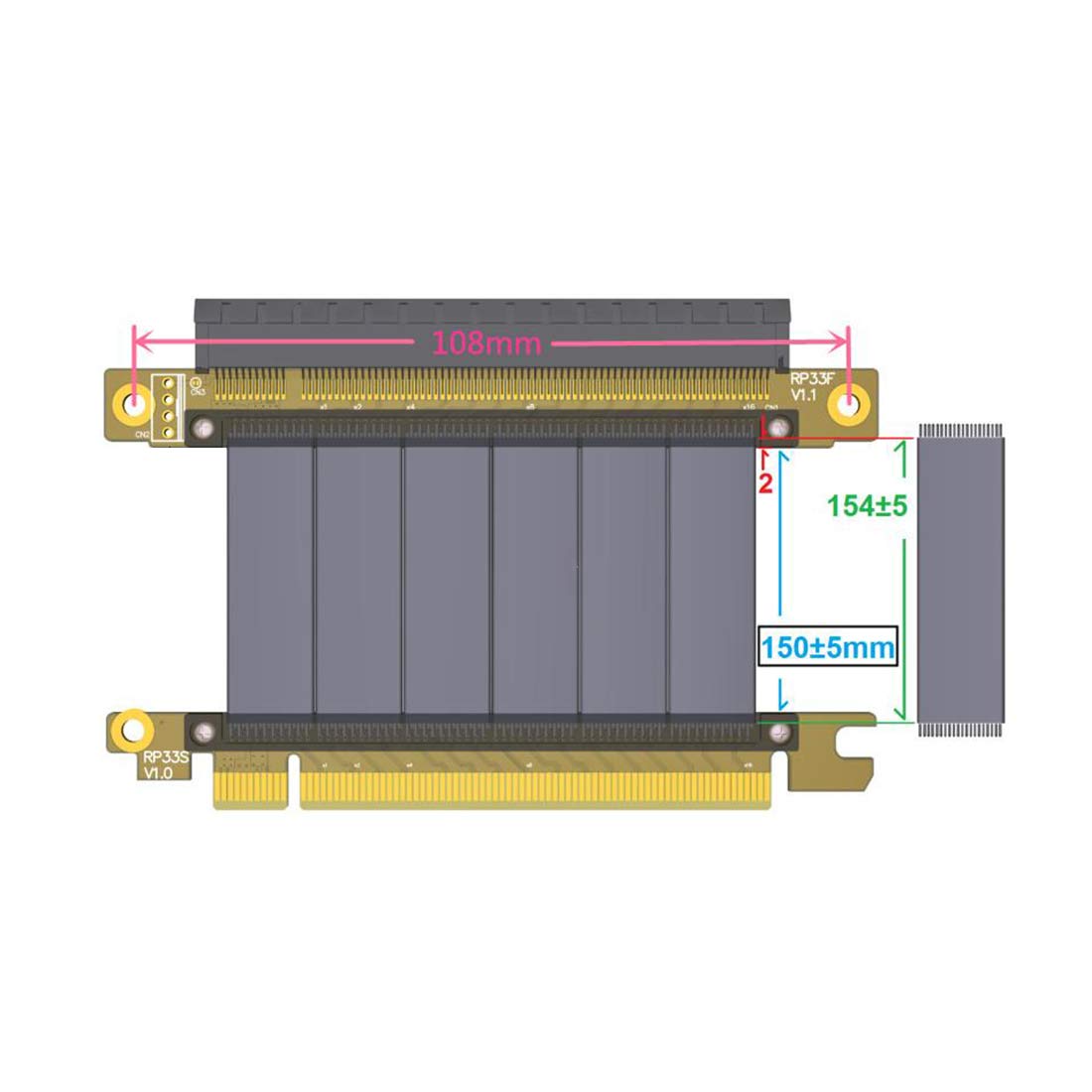 ADT-Link PCI-E X16 Verlengkabel – 3.0 Mannelijk Naar Vrouwelijk – 25 Cm – Geschikt Voor Grafische Kaarten Zoals GTX1080ti, RX580, VEGA64