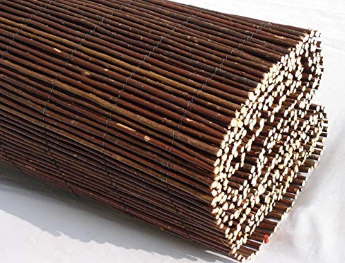 Natural Willow Wood Garden Fence Covering, Rolled Mat, Outdoor Privacy Fence Screen (2m x 4m)