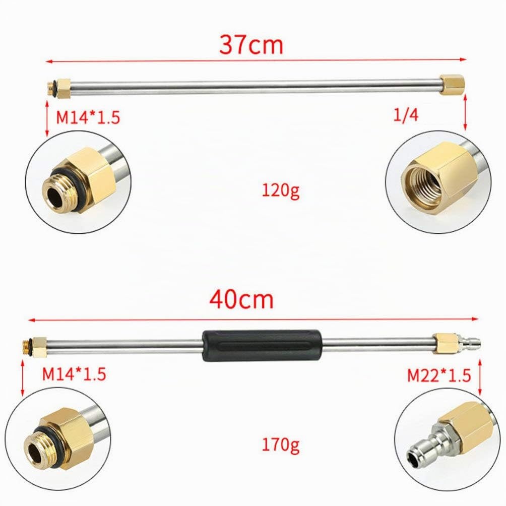 ULTECHNOVO Connettore Rapido 1/4 Pollice in Acciaio Inox Prolunga Per Idropulitrice Accessorio Per Rondella Alta Pressione Per Pulizia Auto Grondaie Pareti 15.75In