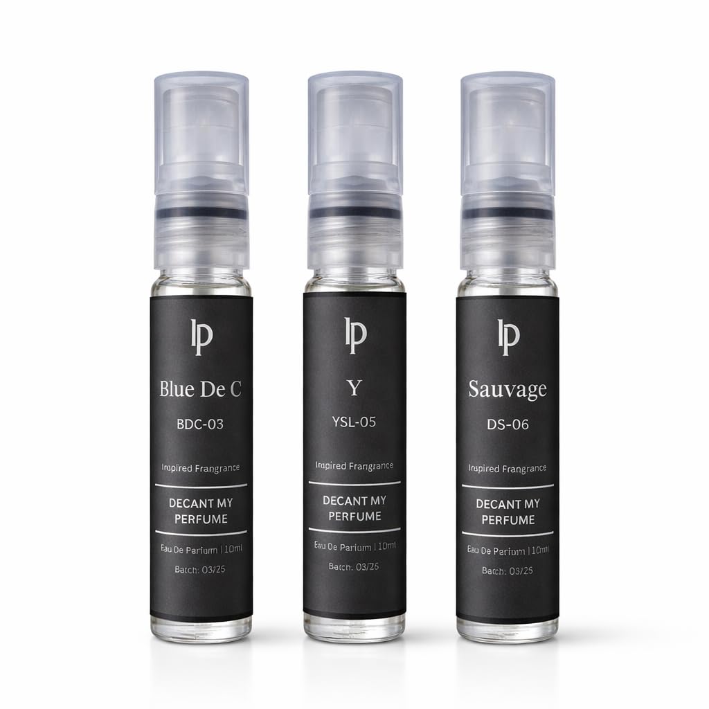 the safe blind buy set – 3x10ml perfume decant combo | blue de c inspired + y inspired + sauvage inspired | long lasting fresh & woody fragrance set for men | travel size