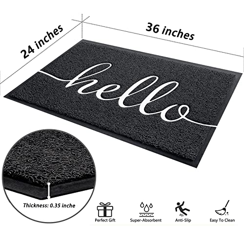 Fireosma Door Mat, Welcome Mat Outdoor, Front Door Mat for Outside Entry, Doormat Outdoor/Indoor Entrance, Front Door Rugs for Entryway Indoor, for Entryway, High Traffic Areas (36"x24", Black) by Fireosma - Image 3