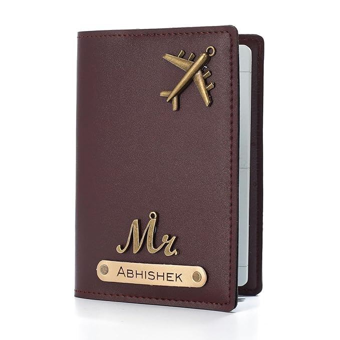 Personalized Passport Cover for Men – Premium Leather Travel Passport Holder with Name Plate & Airplane Charm | Stylish Passport Case for International Travel & Gifting-image-46