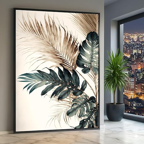 Lienzo de hojas de palmera tropical de 30x40 cm para decoracion moderna del hogar
