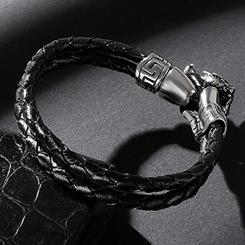 Dragon Bracelet For Men, Punk Dragon Wing Cuff Bangle Bracelet Nordic Viking Dragon Head Leather Bracelet Men’s Celtic Dragon Animal Wristband Bracelet Jewelry Gift Father's Day Accessories #TOP3