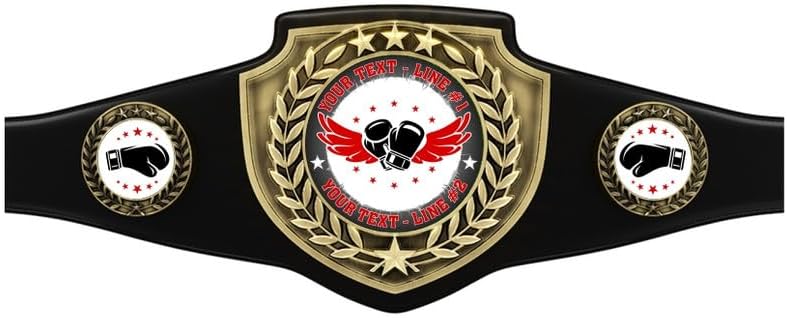 Custom Boxing Champion Award Belt. Customized with Your Personalized Text. 52" Black or White Vegan Leather